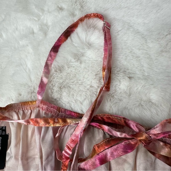 Pretty Little Things Shape Pink Tie Dye Satin Top - Picture 10 of 11